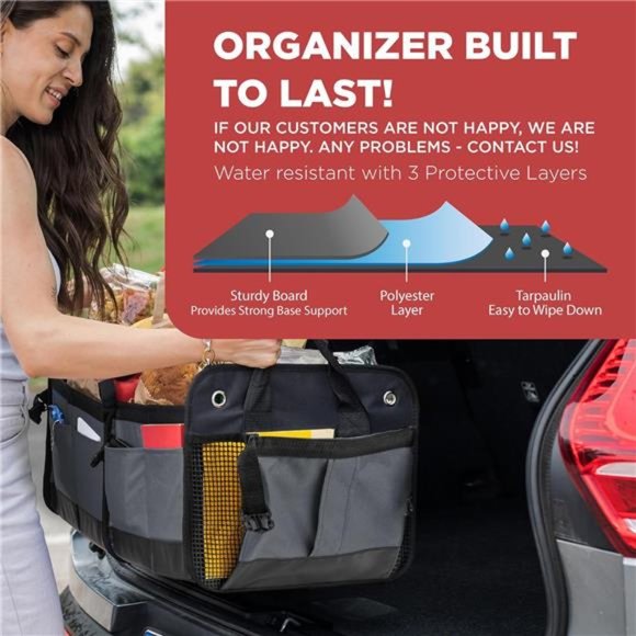 Car Storage Organizer, Gray Car Organizer, Trunk Organizer For Car, Suv, Truck - Picture 6 of 7